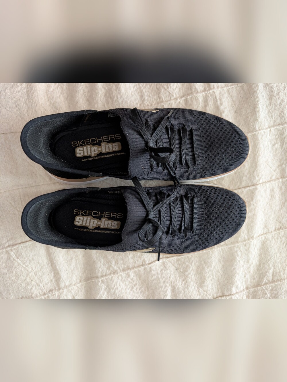 Skechers Black Knit Slip-On Sneakers with Rose Gold Accent - Picture 4 of 7